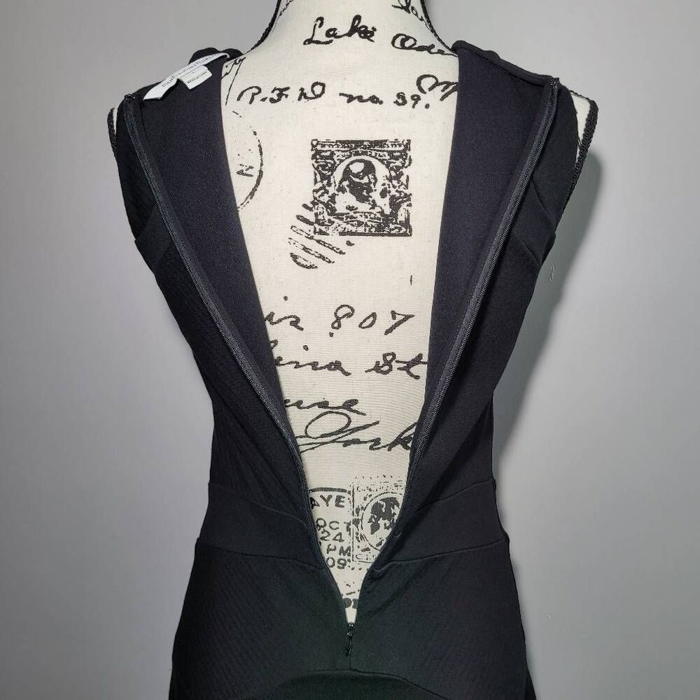 Diane Von Furstenberg black knee length‎ dress structured geometric futuristic - Picture 5 of 15